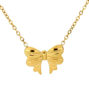 COLLANA "ADANA" CM 39+5 CON ZIRCONI IN ACCIAIO FIOCCO MM 13