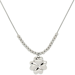 COLLANA CM 45+5 IDEAL QUADRIFOGLIO MM 21 IN ACCIAIO