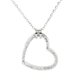 COLLANA CM 45+5 IDEAL CUORE MM 19 IN ACCIAIO