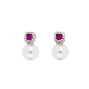 ORECCHINI PERLA MM 8 ZIRCONE MM 13 IN ARGENTO 925