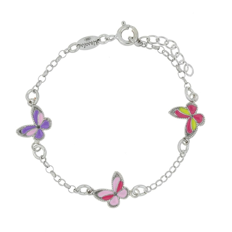 BRACCIALE BABY CM 14+2 CON 3 FRAGOLE IN ARGENTO 925