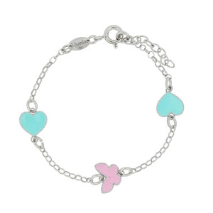 BRACCIALE BABY CM 14+2 CON 3 FRAGOLE IN ARGENTO 925