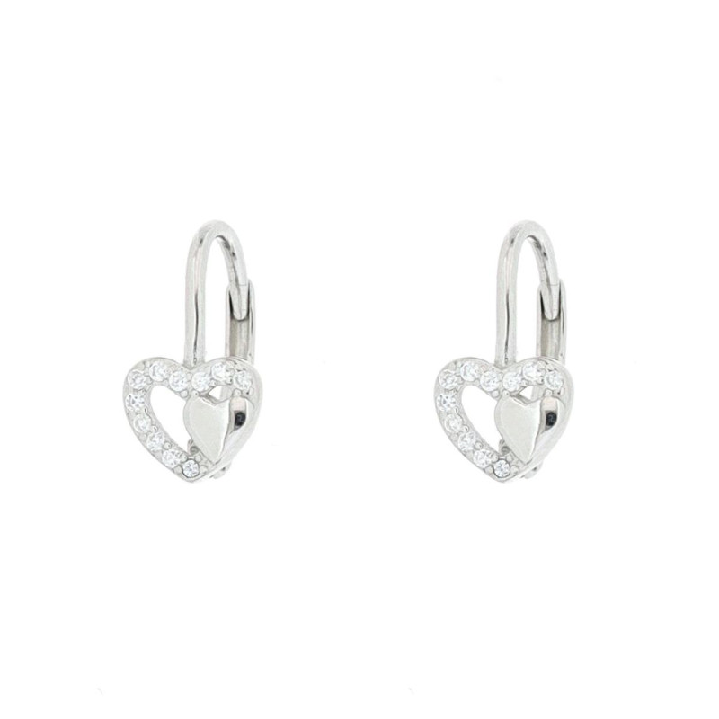 ORECCHINI BOCCOLE MM 9 IN ARGENTO 925 CUORE MM 6