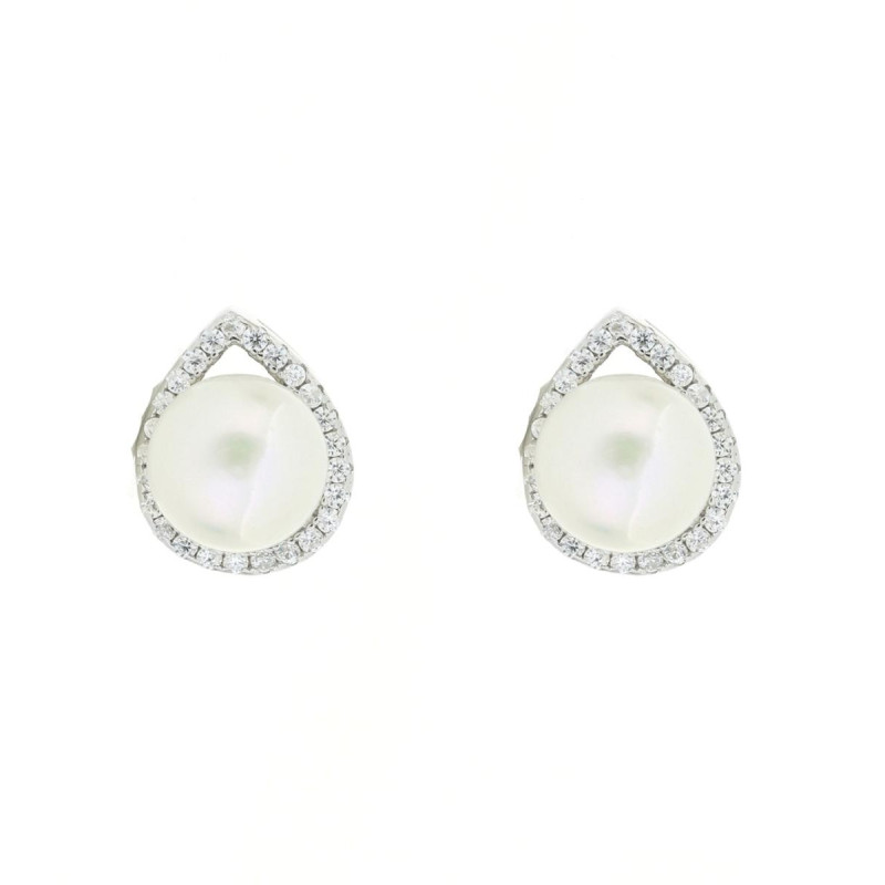 ORECCHINI PERLA MM 6 IN ARGENTO 925 MM 11X9