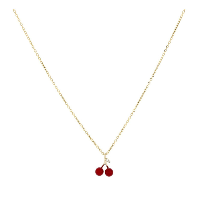 PENDENTE CM 41+5 CHERRY IN ACCIAIO CILIEGIA MM 7