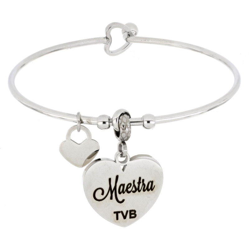 BRACCIALE "MAESTRA" CON FRASE "MAESTRA TVB" IN ACCIAIO