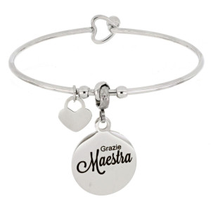 BRACCIALE "MAESTRA" CON FRASE "GRAZIE MAESTRA" IN ACCIAIO