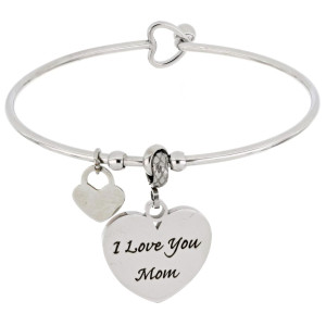 BRACCIALE "PENSIERO" I LOVE YOU MOM IN ACCIAIO