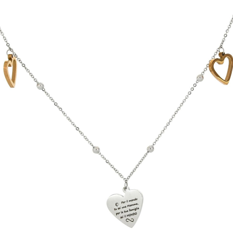 COLLANA "MAMMA" IN ACCIAIO CUORI