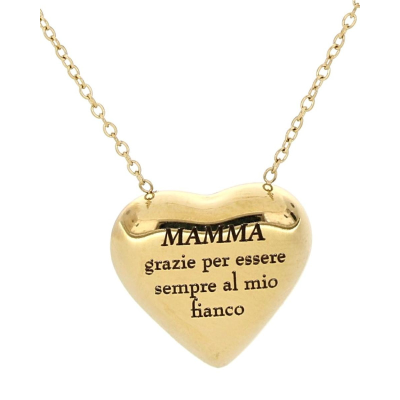 COLLANA "MAMMA" CON FRASE 'MAMMA GRAZIE PER..'  IN ACCIAIO