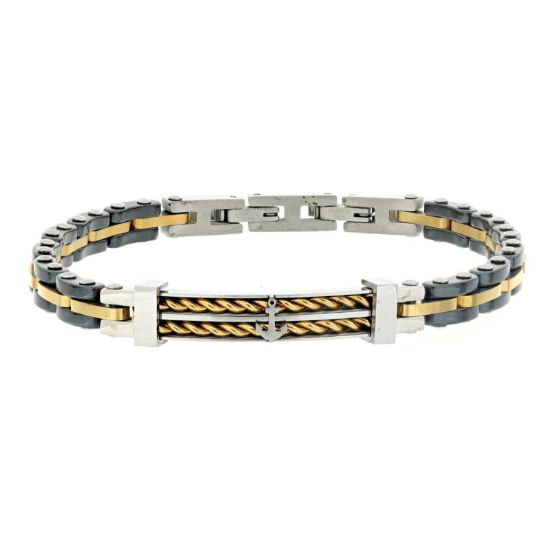 BRACCIALE CM 19+1 UOMO IN ACCIAIO E CERAMICA MM 6