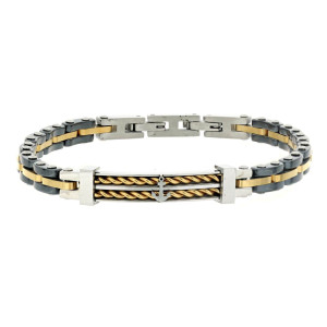 BRACCIALE CM 19+1 UOMO IN ACCIAIO E CERAMICA MM 6