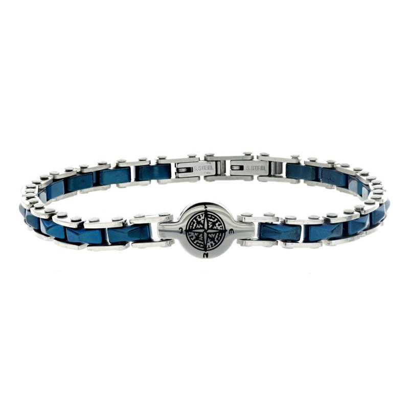 BRACCIALE CM 19+1 UOMO IN ACCIAIO E CERAMICA MM 19