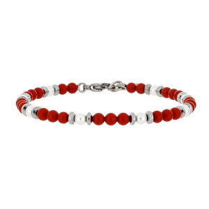 BRACCIALE UOMO IN PIETRA E ACCIAIO CM 18+3