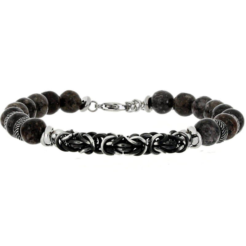 BRACCIALE UOMO IN PIETRA E ACCIAIO CM 19+2