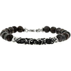 BRACCIALE UOMO IN PIETRA E ACCIAIO CM 19+2