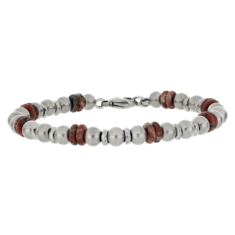 BRACCIALE UOMO IN PIETRA E ACCIAIO CM 19+2
