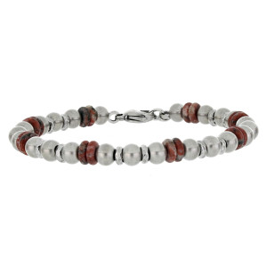 BRACCIALE UOMO IN PIETRA E ACCIAIO CM 19+2