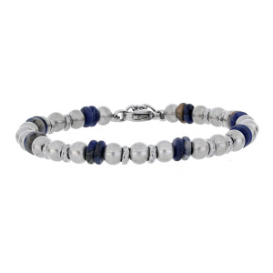 BRACCIALE UOMO IN PIETRA E ACCIAIO CM 19+2
