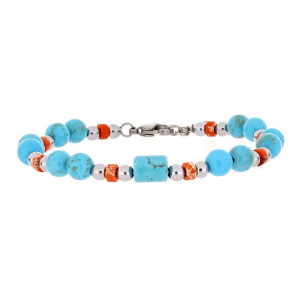 BRACCIALE UOMO IN PIETRA E ACCIAIO CM 19+2