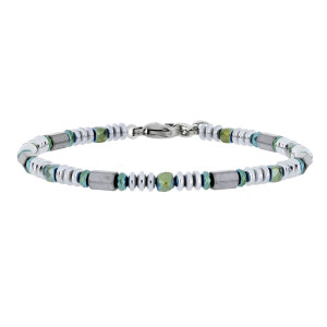 BRACCIALE UOMO IN PIETRA E ACCIAIO CM 19+2