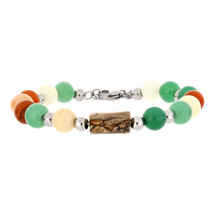 BRACCIALE UOMO IN PIETRA E ACCIAIO CM 19+2