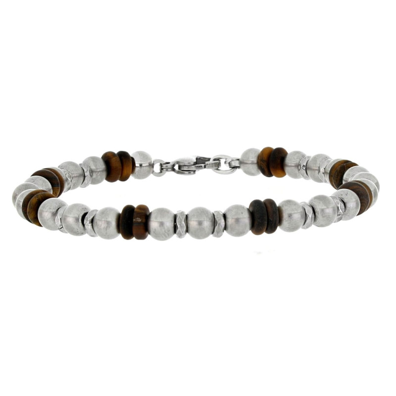 BRACCIALE UOMO IN PIETRA E ACCIAIO CM 19+2