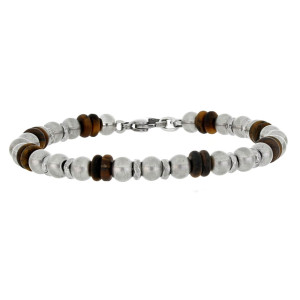 BRACCIALE UOMO IN PIETRA E ACCIAIO CM 19+2