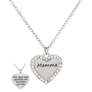 COLLANA "MAMMA" CON FRASE 'PER OGNI COSA SPECIALE..'  IN ACCIAIO