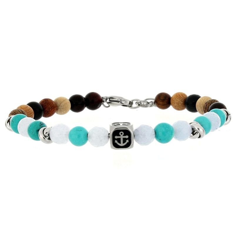 BRACCIALE UOMO IN PIETRA E ACCIAIO CM 18+3