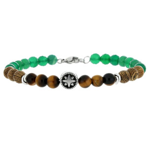 BRACCIALE UOMO IN PIETRA E ACCIAIO CM 19+2