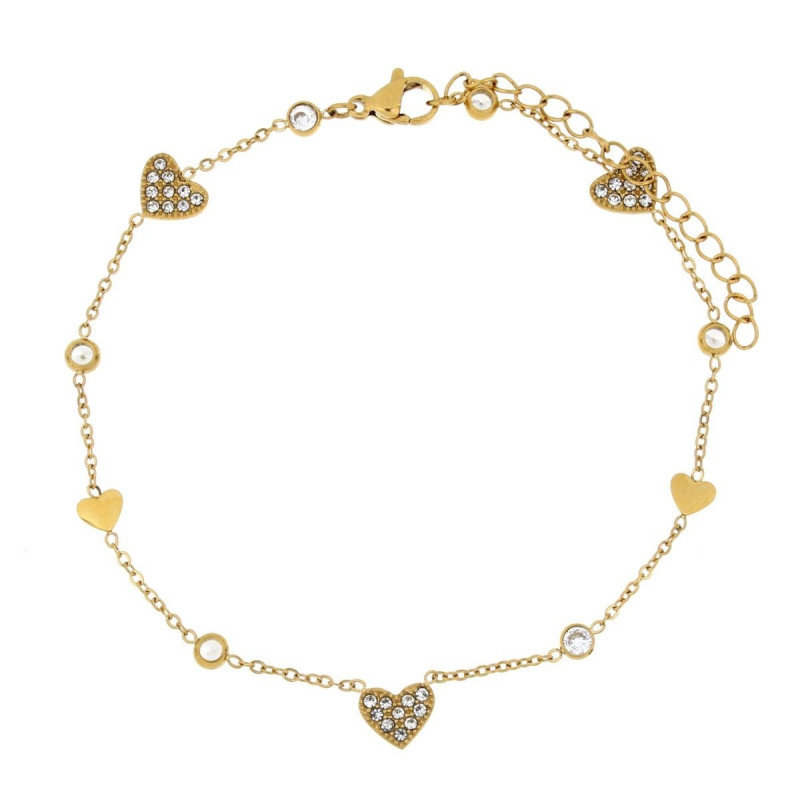 CAVIGLIERA CM 21+5 CON CUORI E ZIRCONI IN ACCIAIO