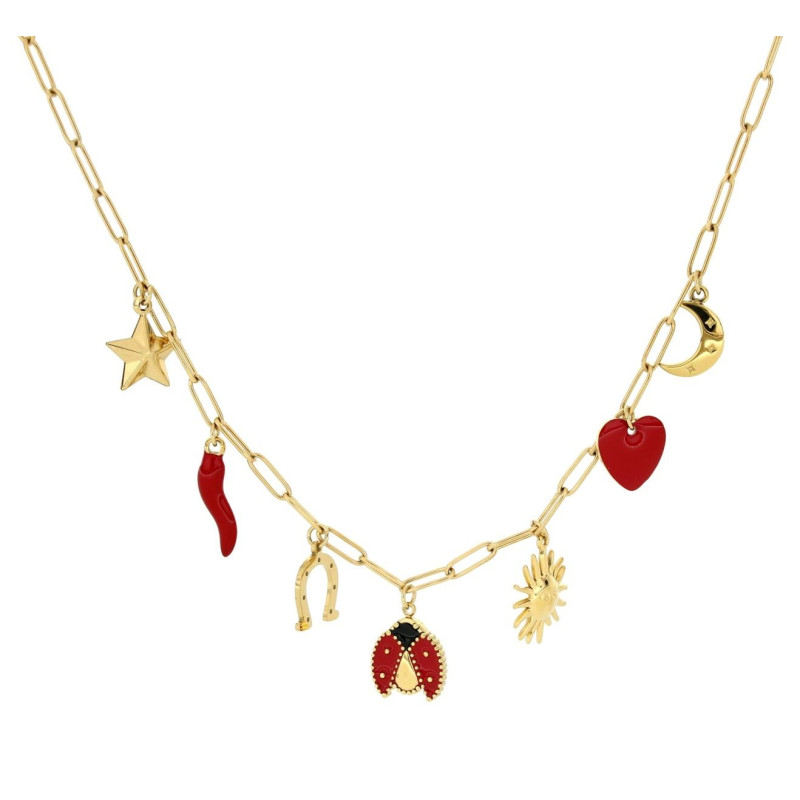 COLLANA CM 37+5 IN ACCIAO CON CORNO MM 118