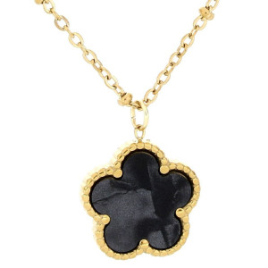 PENDENTE CALLIOPE CM 41+5 CON FIORE MM 15 IN ACCIAIO