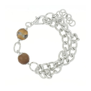 BRACCIALE "VENERE" RODIATO CON PIETRE CM 16+7 IN OTTONE