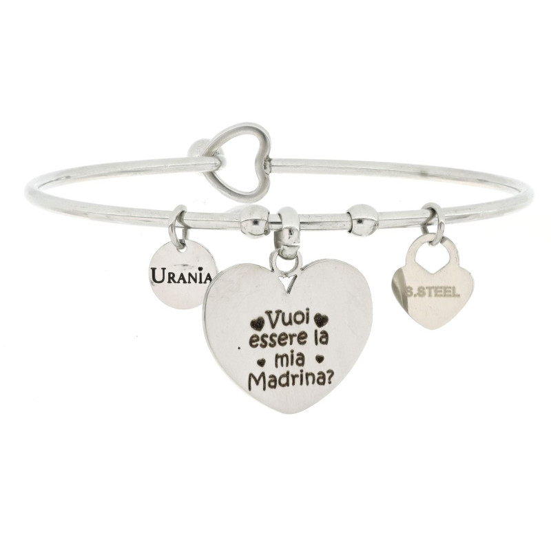 BRACCIALE PENSIERO IN ACCIAIO "VUOI ESSERE LA MIA MADRINA"