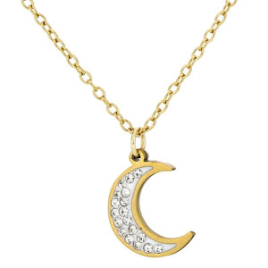 COLLANA ADANA CON LUNA ZIRCONATA IN ACCIAIO