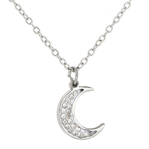 COLLANA ADANA CON LUNA ZIRCONATA IN ACCIAIO