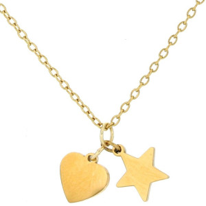 PENDENTE ADANA CM 47+5 CON CUORE E STELLA IN ACCIAIO