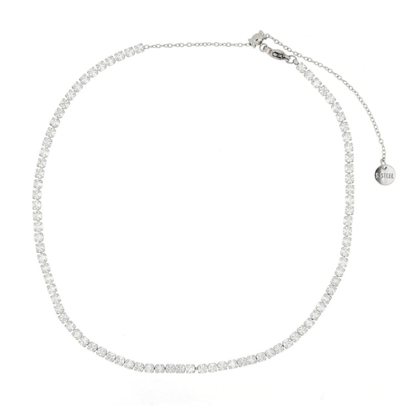 COLLANA "TENNIS" REGOLABILE A CHOKERS MM 3 E CM 31+10 IN ACCIAIO