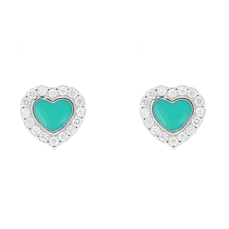 ORECCHINI MISTI IN ARGENTO 925 CUORE PICCOLO TIFFANY