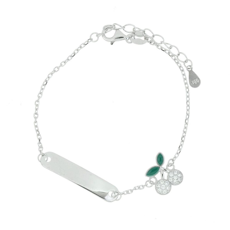 BRACCIALE BABY IN ARGENTO 925 CON TARGA E CILIEGIE
