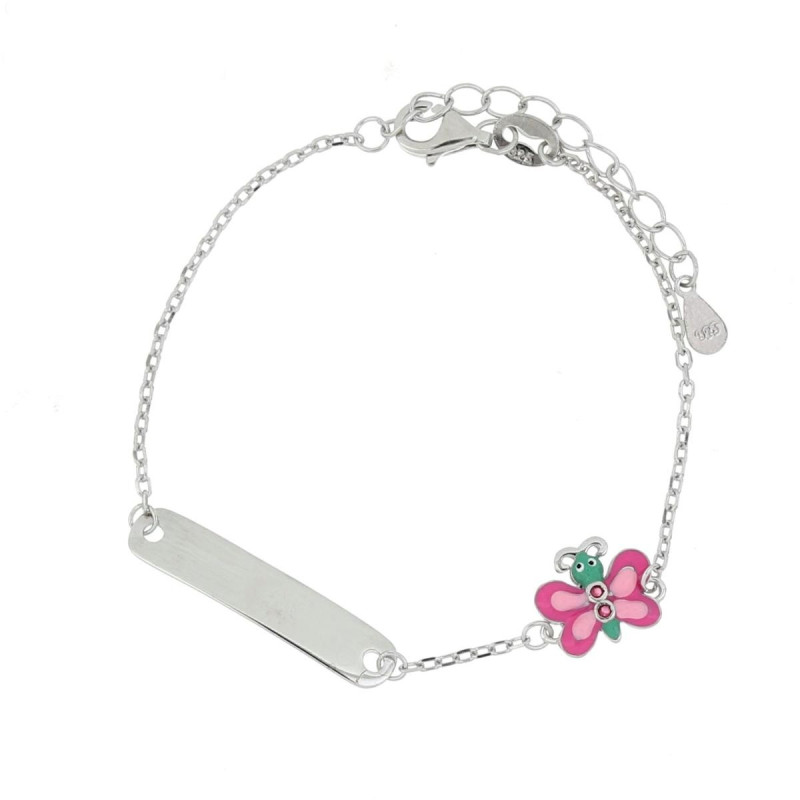 BRACCIALE BABY IN ARGENTO 925 CON TARGA E FARFALLA