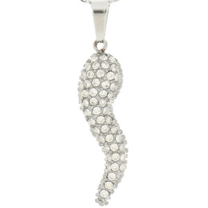 PENDENTE CORNO MM 32X7 IN ACCIAO CATENA 40+5