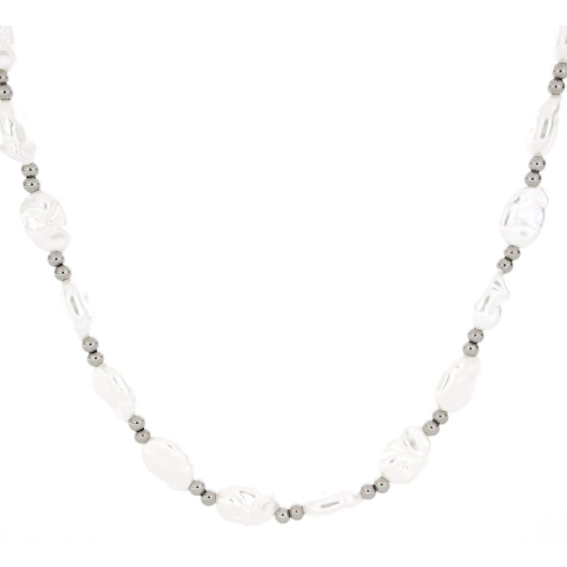 COLLANA CM 40+5 PERLA MM 10 IN ACCIAIO