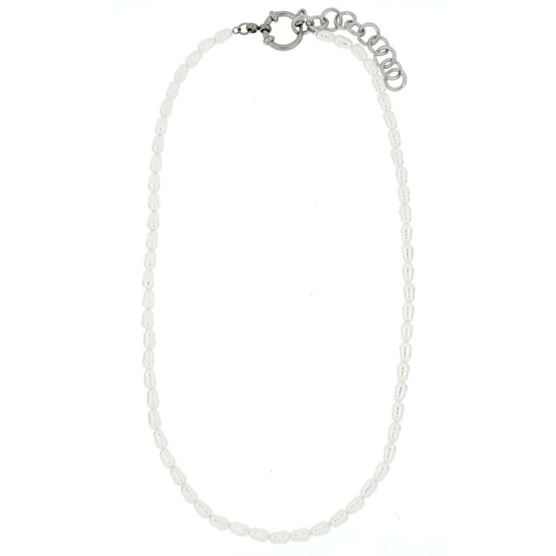 COLLANA CM 40+5 PERLA MM 4 IN ACCIAIO