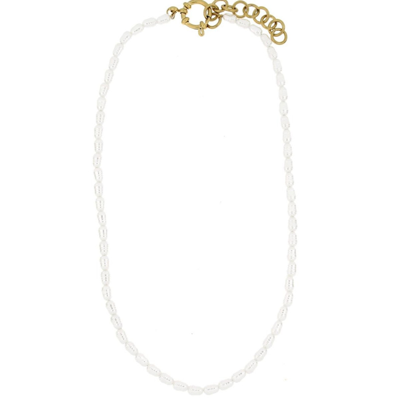 COLLANA CM 40+5 PERLA MM 4 IN ACCIAIO