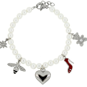 BRACCIALE CM 19+5 PERLA MM 4 IN ACCIAIO