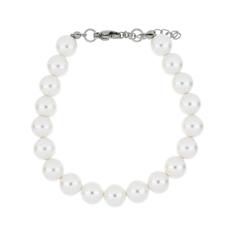 BRACCIALE CM 19+5 PERLA MM 4 IN ACCIAIO