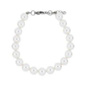 BRACCIALE CM 19+5 PERLA MM 4 IN ACCIAIO